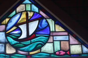 Spray Beach Chapel stained Glass ship